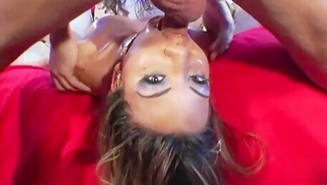 Tight Brunette Prepares For Anal By Having Her Mouth Pummeled And Tush Railed By Toys