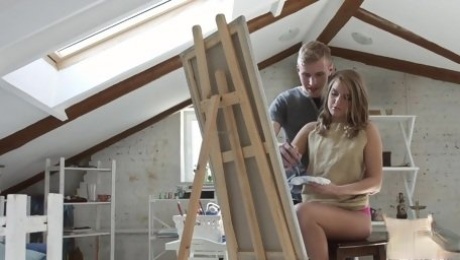 Skinny blonde feels energized by the step brother's big dick