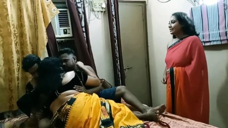 Indian Bhabhi shared sister with us!! Best Hindi hardcore group sex