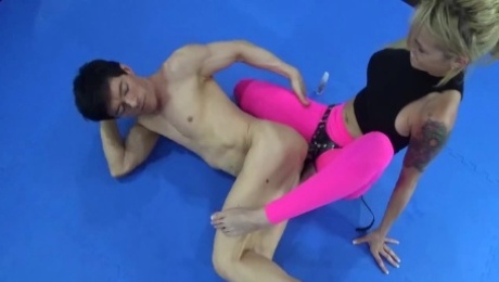 loser gets fucked - guy takes a pegging after lost wrestling match bet