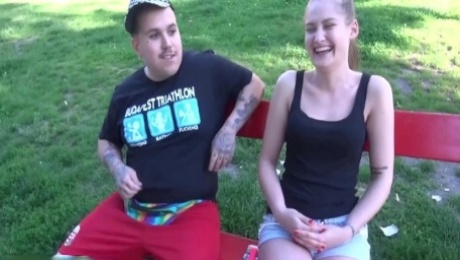HOT TEEN w/ PERFECT PEACH & PHAT CLIT TIFFANY TATUM MEETS FUNNY BROTHERS at PARK & GETS CREAMPIE!