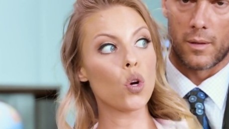 Britney Amber opens herself for huge Spanish pecker