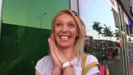 Amoral russian cougar fucks strangers on the street