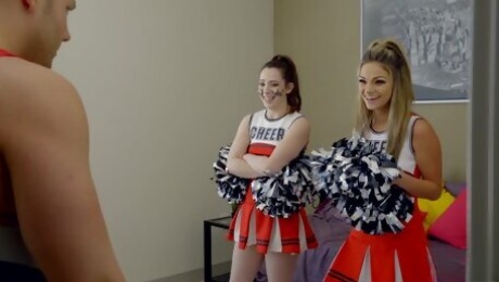 Sexy cheerleader Ember Stone screwed by thick knob